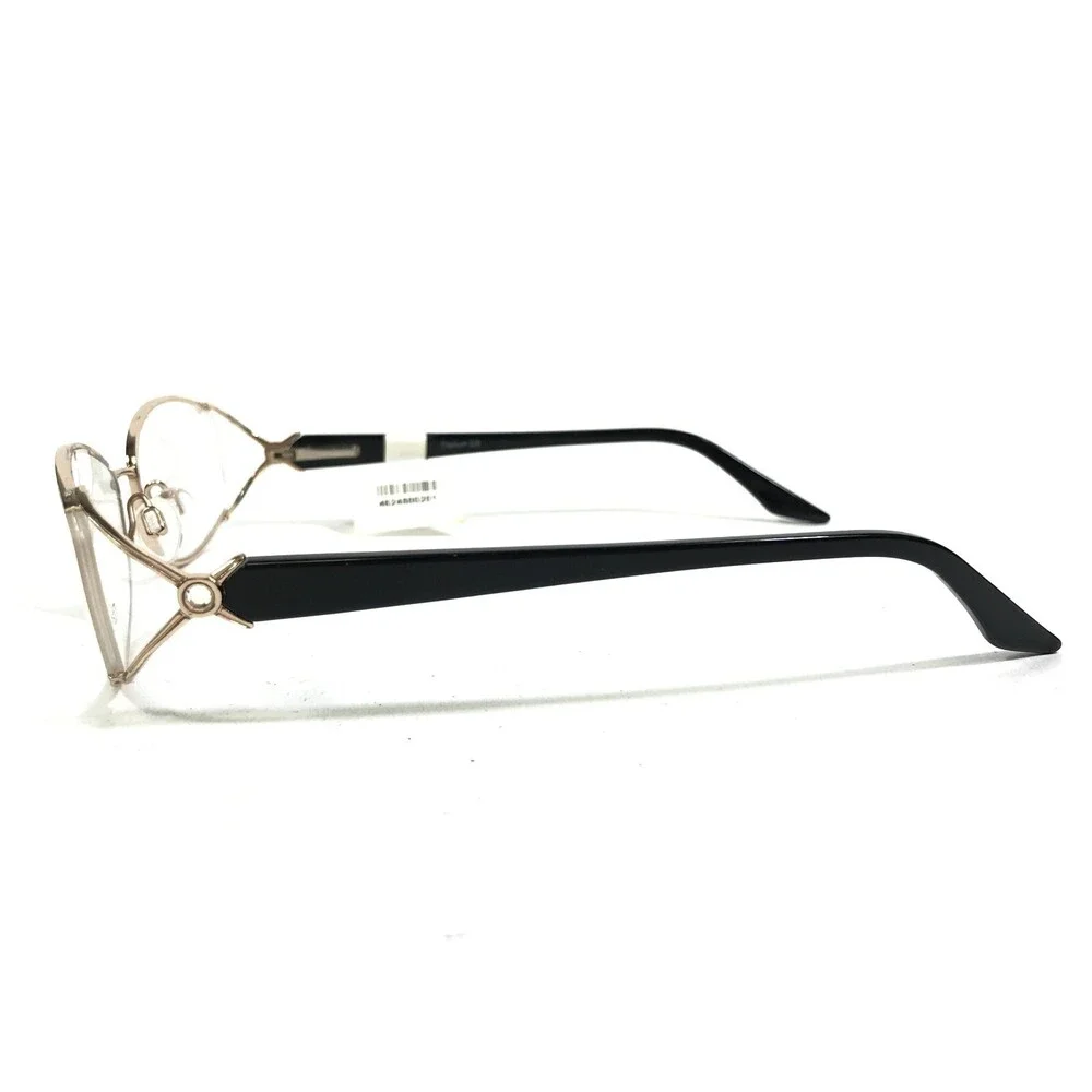 Titanium 220 Eyeglasses Frames T 220-05 COL 40 Black Gold Round 55-17-135